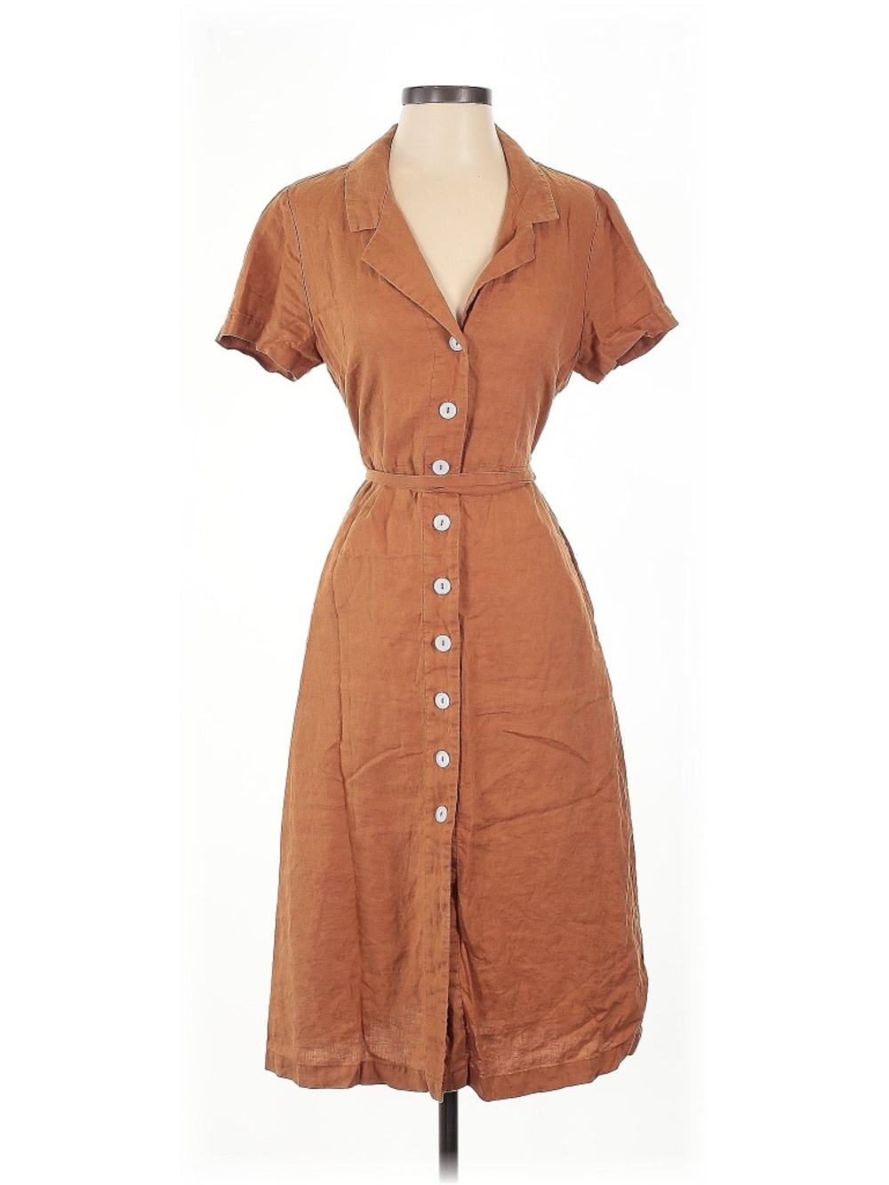 Quince Brown Linen Shirtdress Midi
